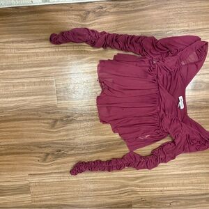 Burgundy Long Sleeve Ruched Top